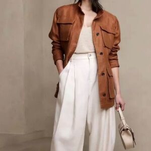 Banana Republic Arielle Linen‎ Coset Field Safari Jacket Potter's Clay Medium